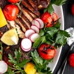 chicken shawarma with rice and herb salad