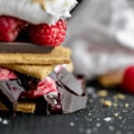 Raspberry S'mores with marshmallow fluff and Ghirardelli chocolate.