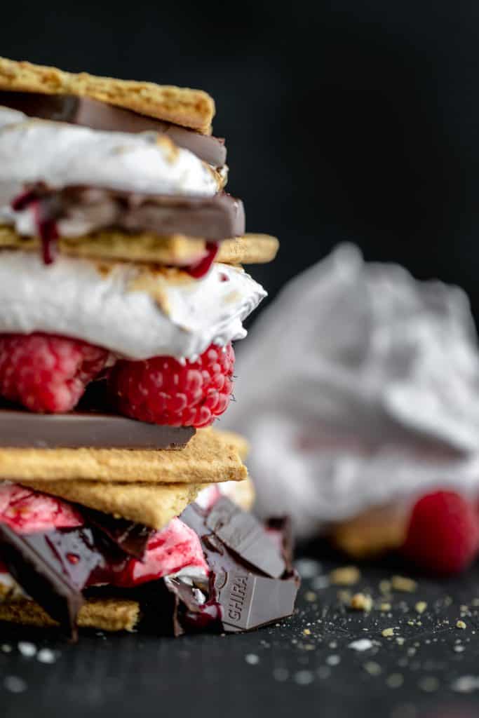 raspberry s'more tower