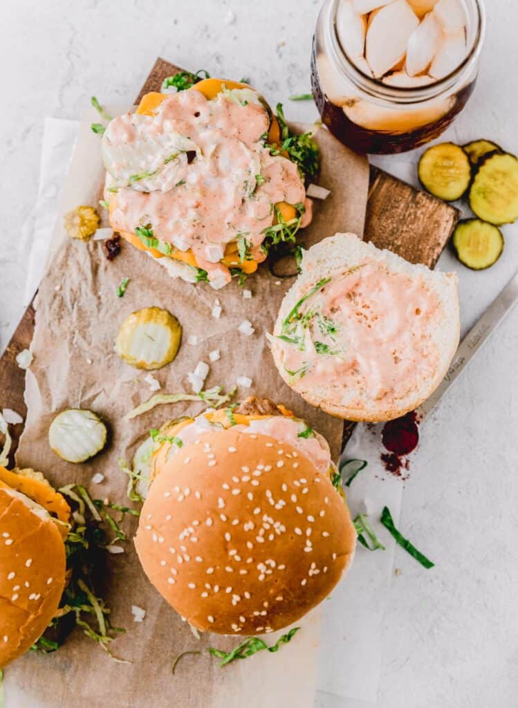 the ultimate pork burgers being made on a tray 