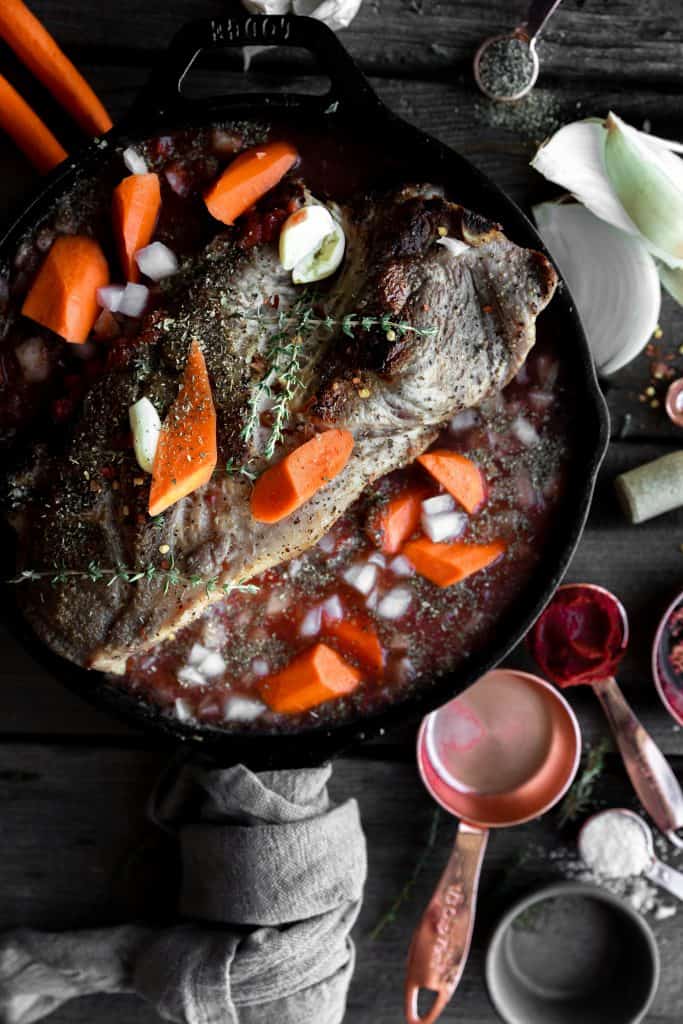 pork braising with veggie and sauce