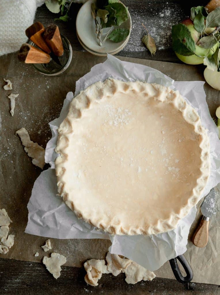 pie crust fit into the cast iron skillet