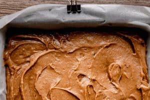 molasses blondie batter smoothed out into a pan