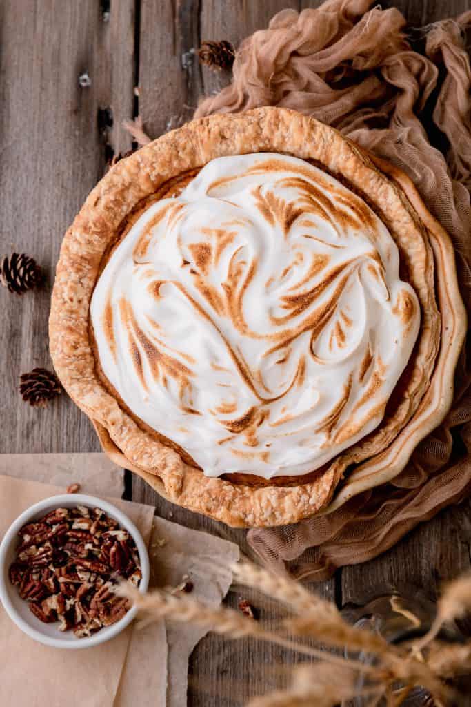 southern sweet potato pie with toasted meringue