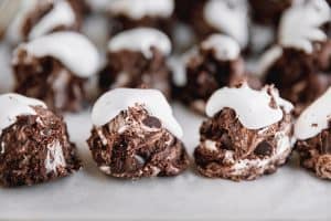hot chocolate cookies with marshmallow fluff on top