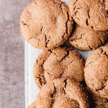 soft molasses cookies stacked on each other