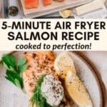 the perfect air fryer salmon recipe with homemade tartar sauce