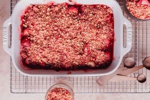 strawberry crumble added on top