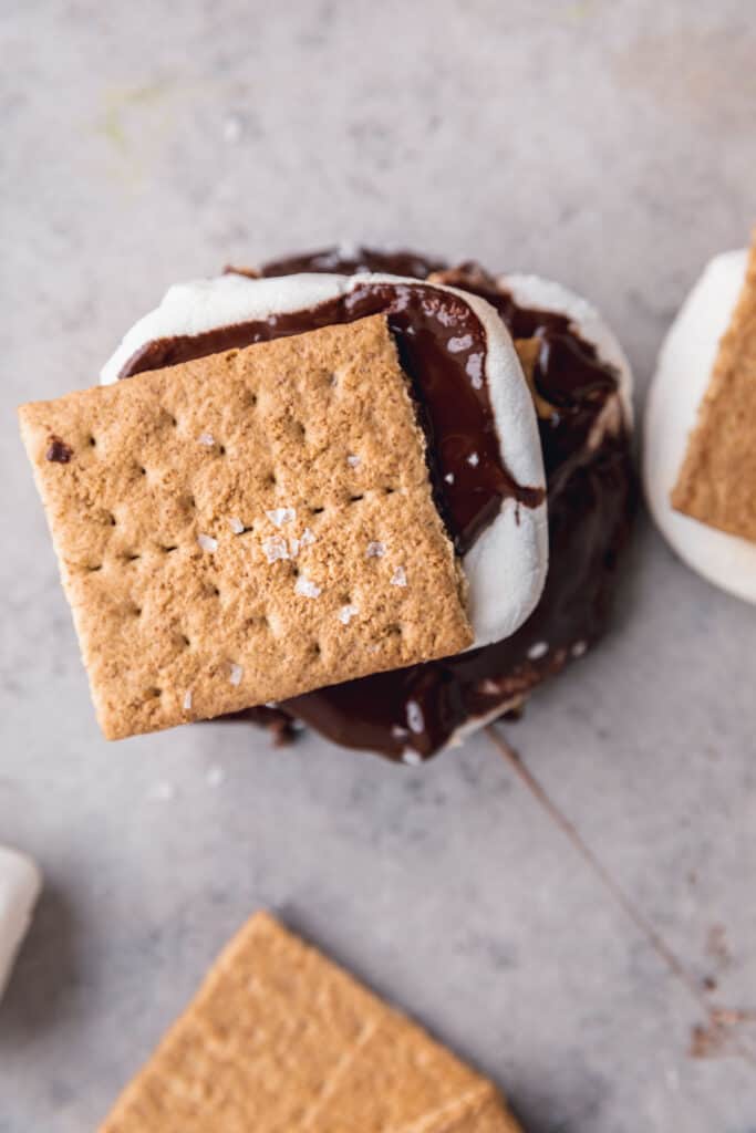 top view of a s'more with flaky sea salt