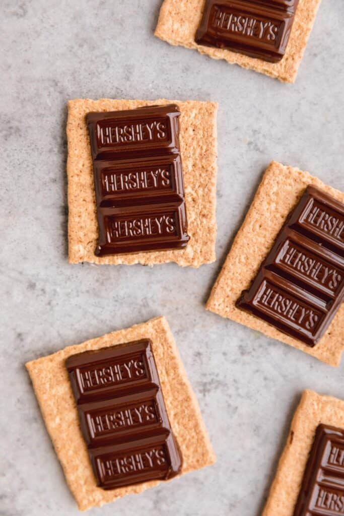 Hershey's chocolate bars on graham crackers