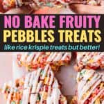 fruity pebbles treats with white almond bark topping