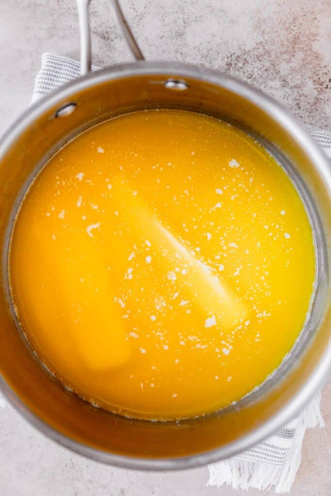 melted butter in a sauce pot