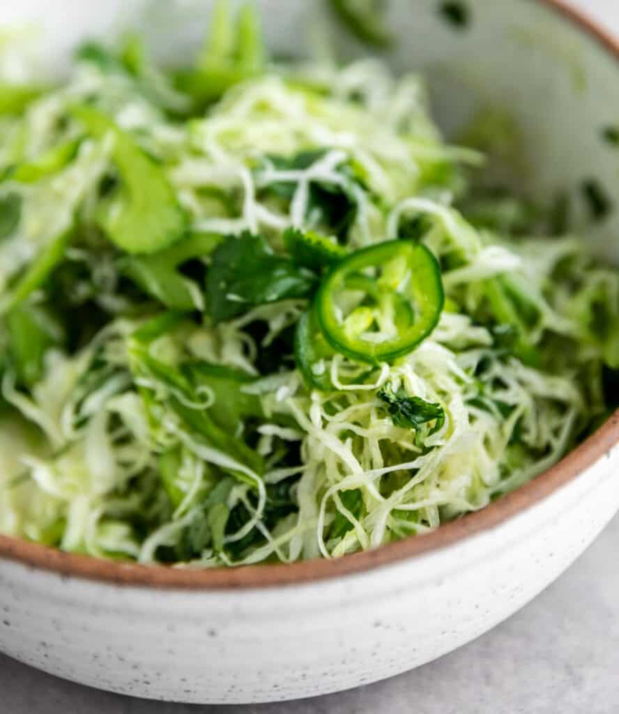 cilantro lime coleslaw in a bowl