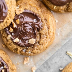 PB2 Peanut Butter Cookie with Nutella swirl, flaky sea salt and chopped peanuts.