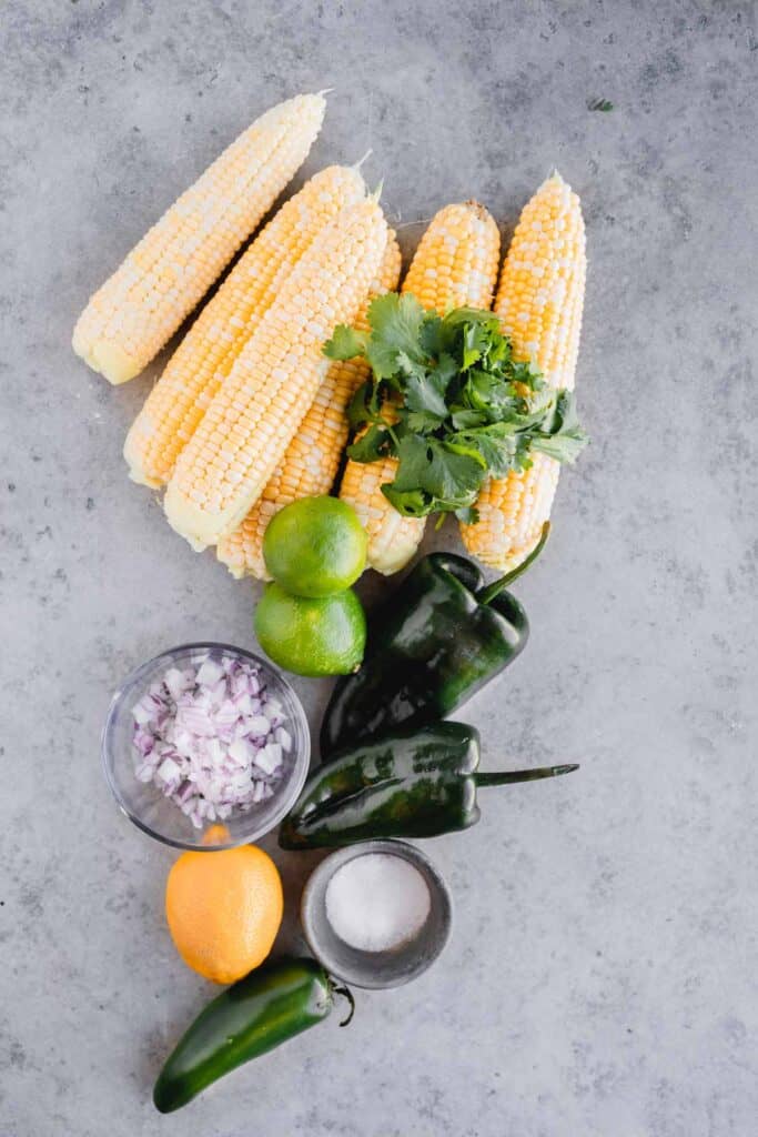 ingredients needed to make the roasted chili corn salsa 