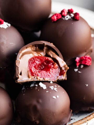 Chocolate Covered Cherries with Nutella and flaky sea salt.