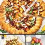 the ingredients, raw version and cooked spicy peach galette