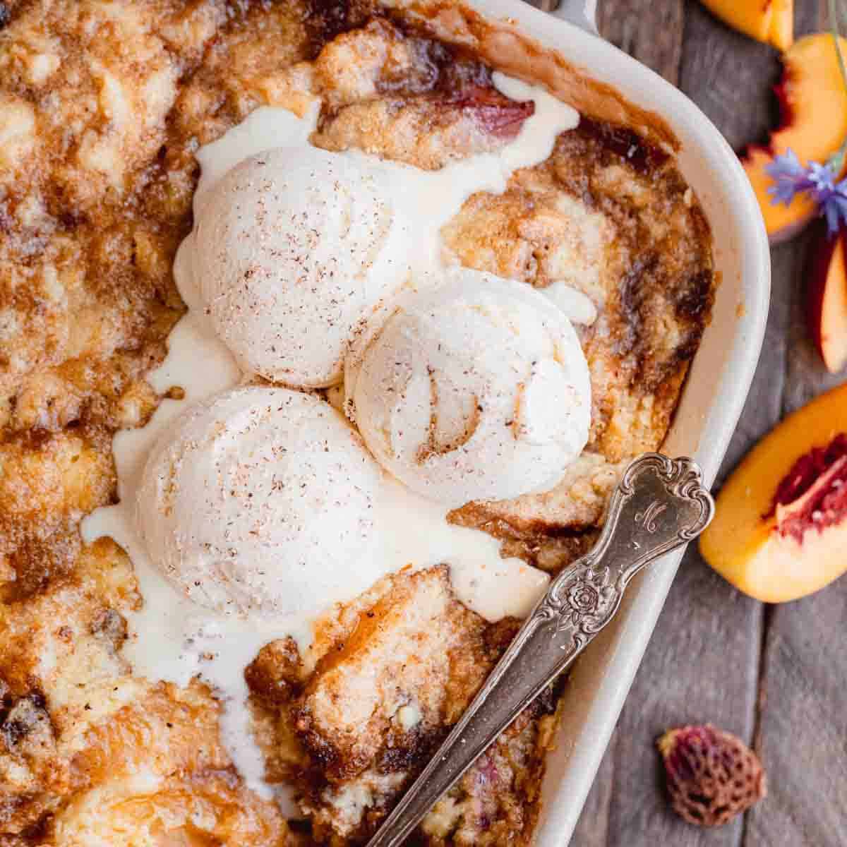 Peach Cobbler With Cake Mix Recipe - In Krista's Kitchen