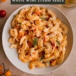 Lobster pasta with creste di gallo pasta and white wine cream sauce.