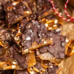 Christmas Crack with Pretzels topped with flaky sea salt.