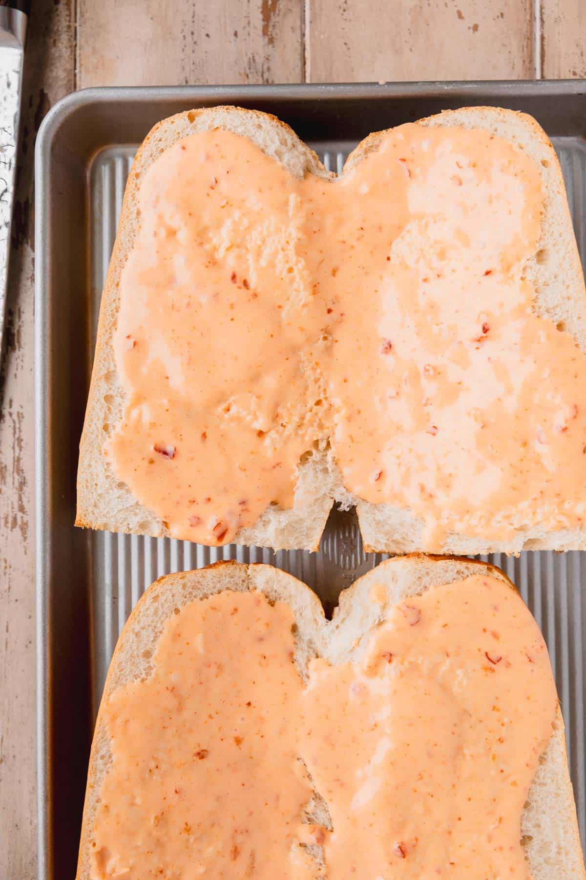 Toasted bread with sweet chili mayo.