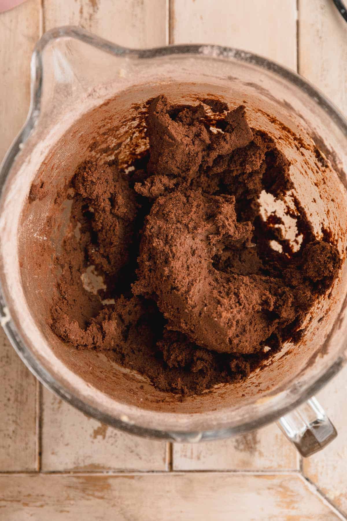 Dry ingredients mixed with wet ingredients.