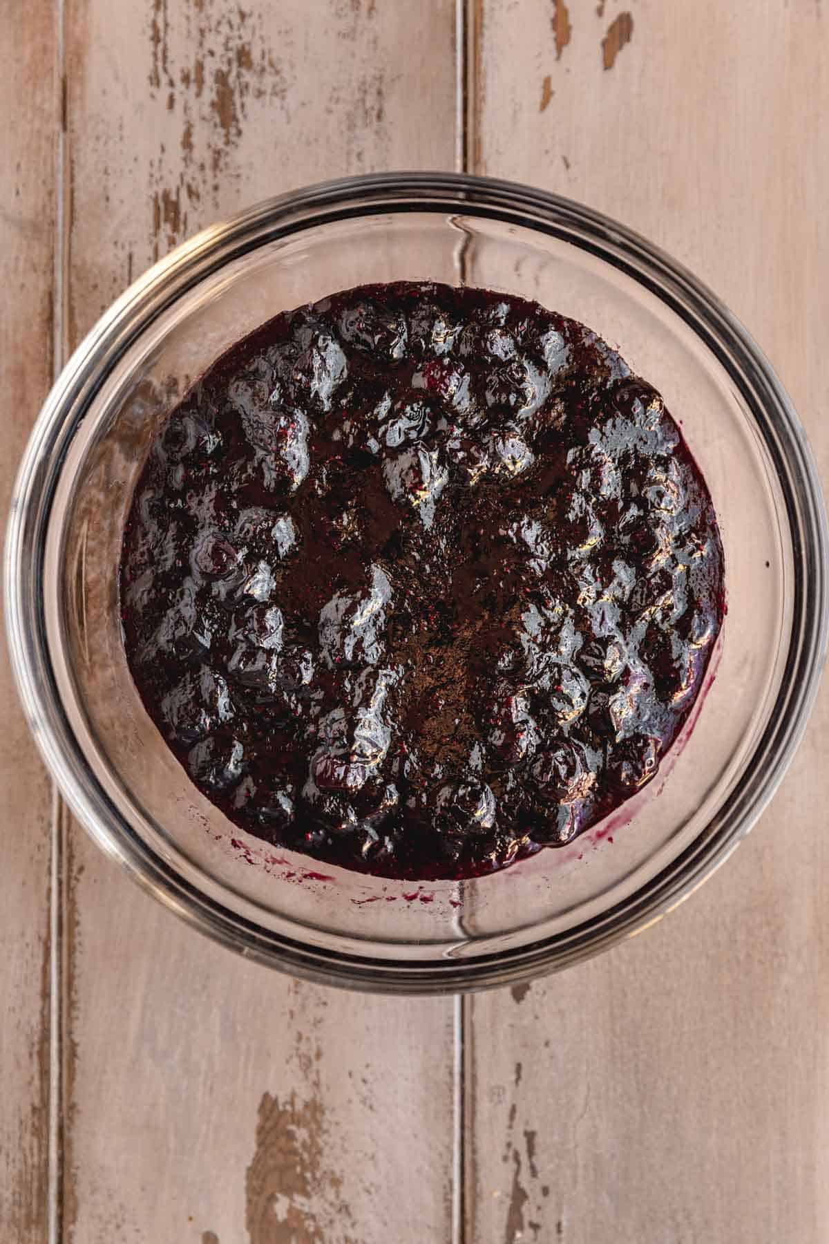 Blueberry compote in a bowl.